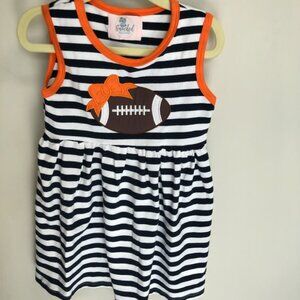 Blue and Orange Football Embroidered Gameday Dress 2T